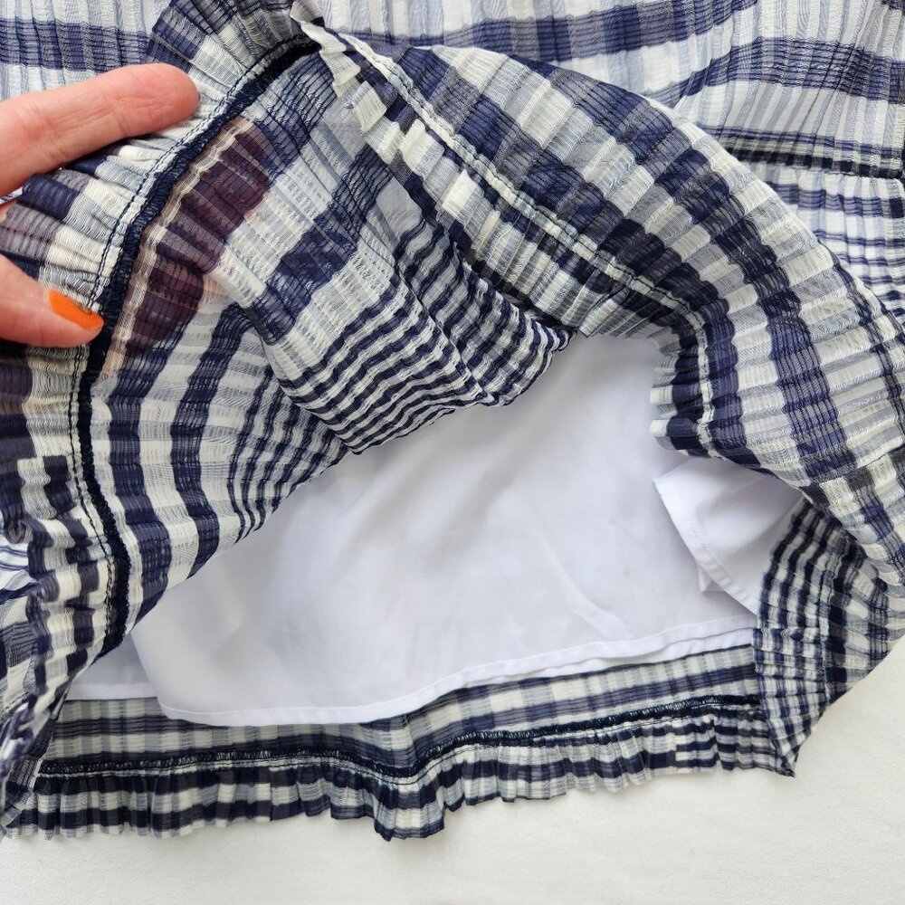Marie Oliver Bay Dress Organdy Check Blue White Gingham Ruffle Coquette Feminine - Picture 7 of 12